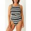 Annadiva Swim Aruba Stripe High Neck Badpak Black White